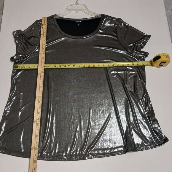 Torrid Liquid Shine Silver Metallic Top 4X Crew Neck Tee - Picture 10 of 12